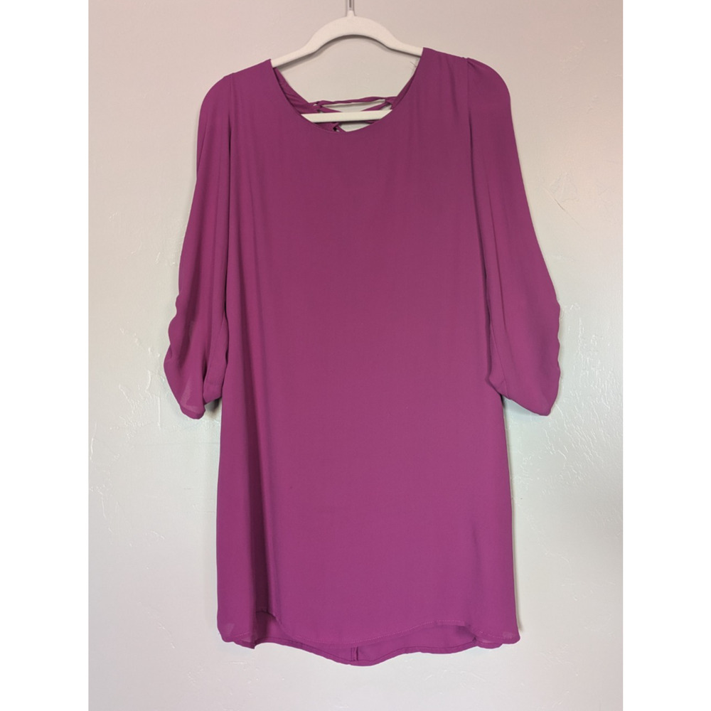 Speechless Dress Size Medium‎ Fusia 3/4 Roll Tab Sleeve Knee Length Lined Purple